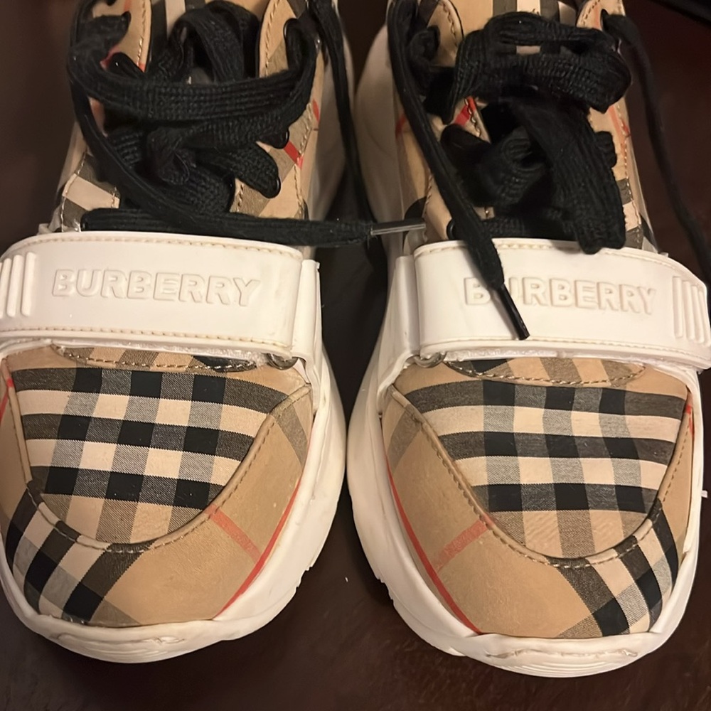 BURBERRY Regis Vintage Women’s Sneakers, 100% Cotton Fabric | SIZE 37.5 | Auth.